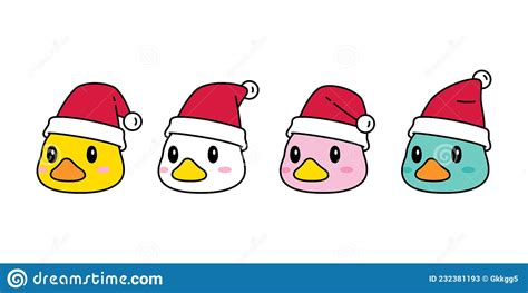 Duck Vector Christmas Santa Claus Hat Icon Rubber Duck Logo Shower