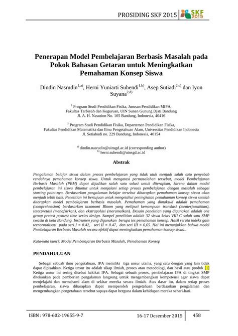 Pdf Penerapan Model Pembelajaran Berbasis Masalah Pada Pokok