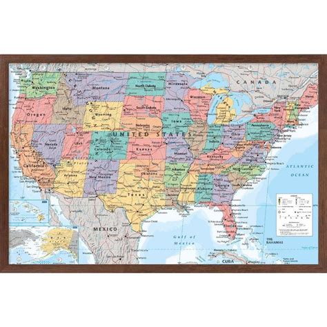 Trends International USA Map 2023 Framed Wall Poster Prints Mahogany ...