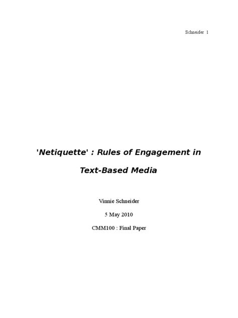 Pdf Netiquette Rules Of Engagement In Text Based Media Dokumen Tips