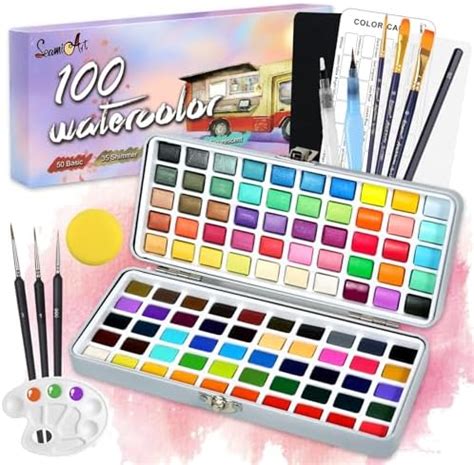 TAVADA Acuarelas Profesionales 100 Colores Set De Pinturas De Acuarela