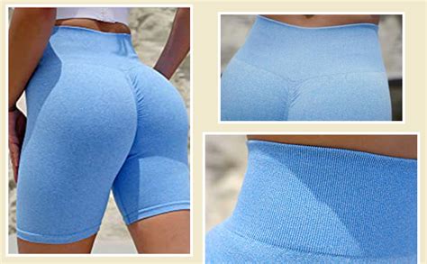Jetjoy Women Gym Shorts Seamless Scrunch Bums Shorts High Waist Butt
