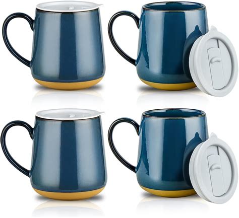 Amazon Mitbak Pack Ceramic Coffee Mug Set With Lids Ounce