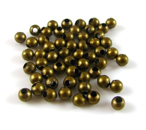 3mm Antique Brass Beads Bag Of 50 Spoilt Rotten Beads