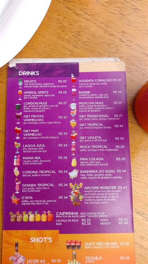 Menu Em Meu Bhar Orla Lagoa Santa Pub Bar Lagoa Santa