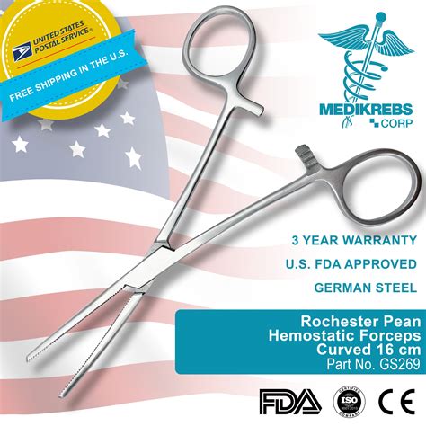 Rochester Pean Hemostatic Forcep Surgical Instruments MediKrebs Corp