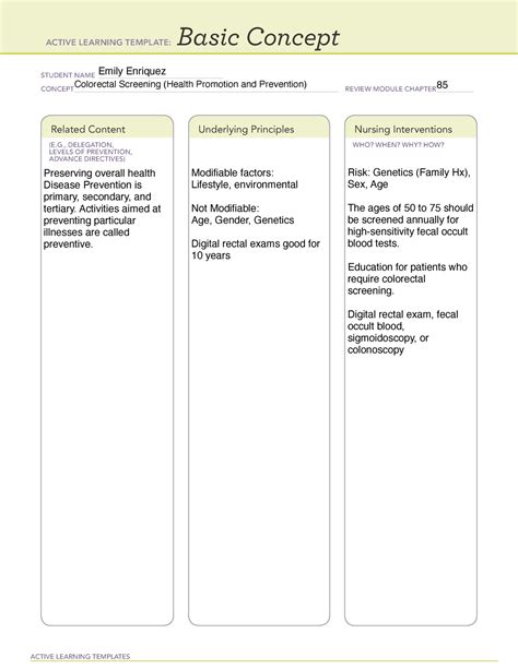 Basic Concept Colorectal Screening Active Learning Templates Basic