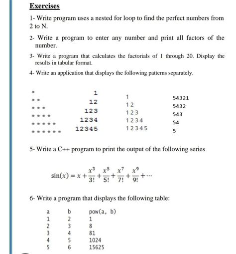 Solved Exercises 1 Write Program Uses A Nested For Loop To