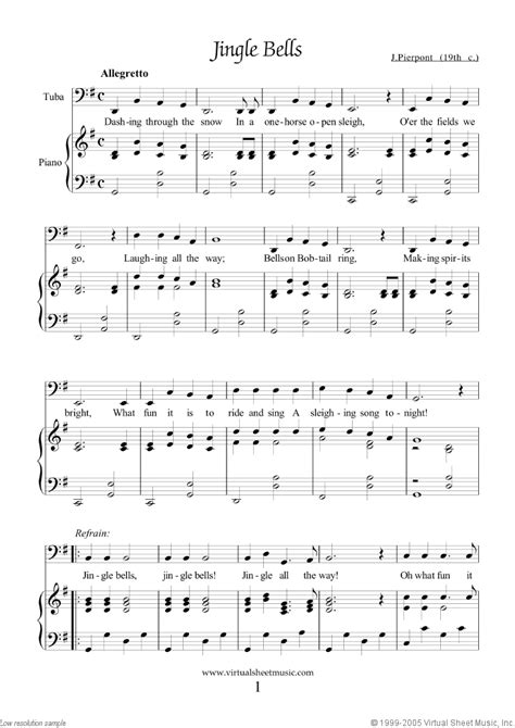 Easy Christmas Tuba Sheet Music Songs, Printable (PDF)