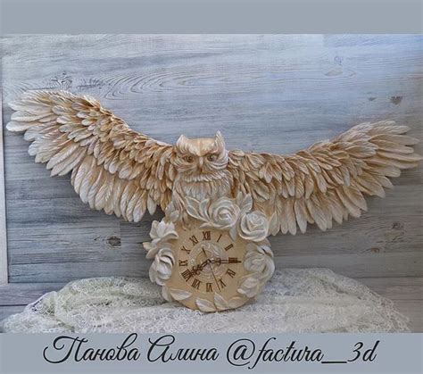 Барельеф с часами "Сова" | factura3d