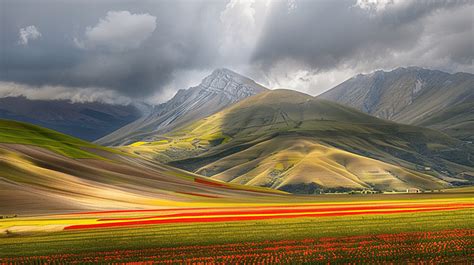 castelluccio umbra italy landscape background agriculture apennines