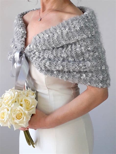 Wedding Shawl Gray Wrap Silver Cover Up Bridesmaid Shawl Etsy