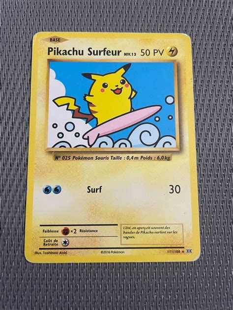 Carte Pokémon Pikachu Surfeur 111 108 XY Evolutions FR Pokemon Beebs