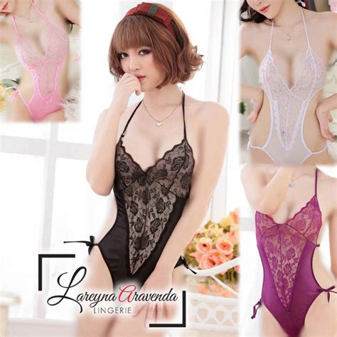 Jual Lareyna Aravenda Lingerie Sexy Transparant Model Lace Bunga Klasik