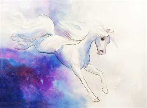 Watercolor White Horse Watercolor Horse Art Horse - Etsy