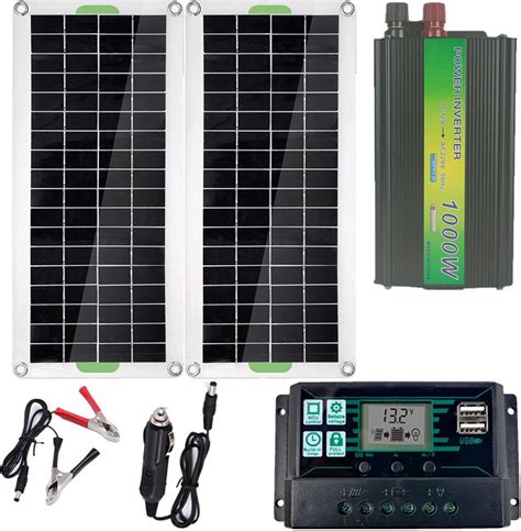 Kit Solare 2 Pezzi 30 W Pannello Solare 12 V 60 W Con Inverter 1000 W