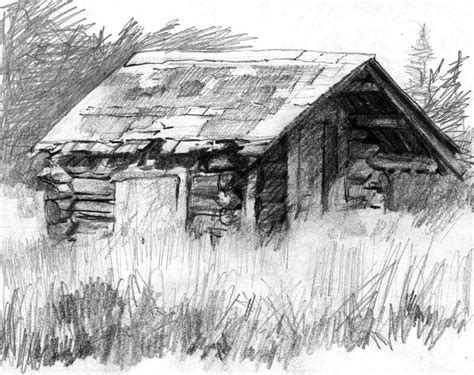 Alpine Cabin pencil sketch by anubistj on DeviantArt