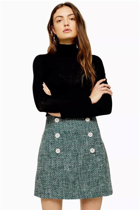 Topshop Green Boucle Mini Skirt Best Back To School Clothes For Women