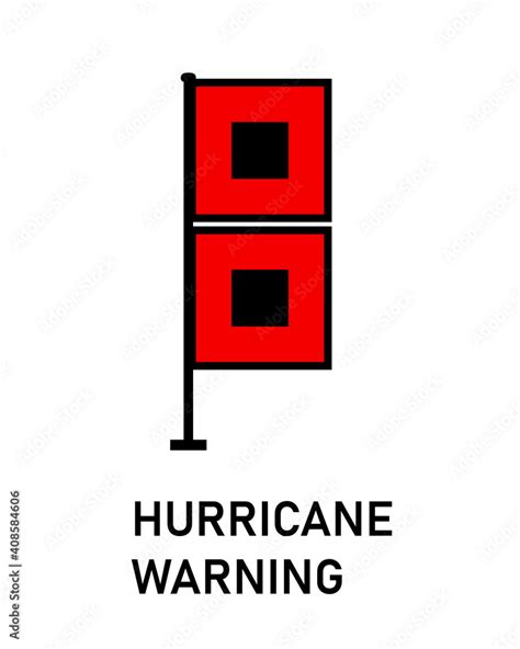 Red Hurricane warning flag icon. Clipart image isolated on white ...