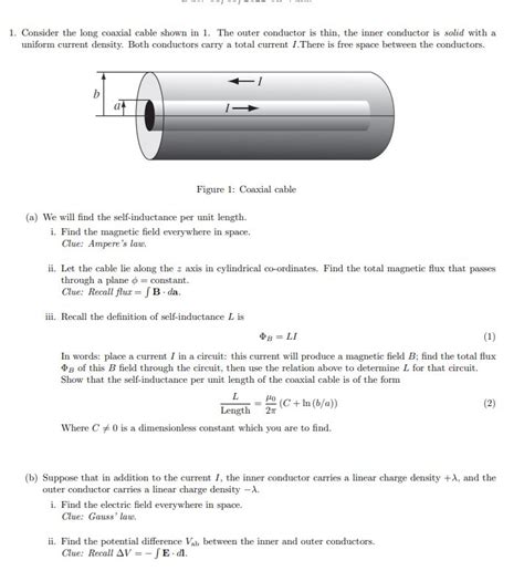 Solved 1 Consider The Long Coaxial Cable Shown In 1 The