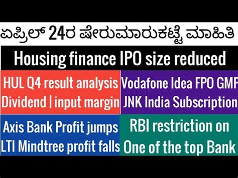 April 24 Stock Market News Vodafone HUL Axis Bank LTI Mindtree IPO GMP