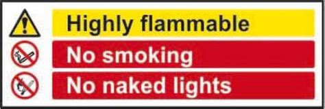 Buy Highly Flammable No Smoking No Naked Lights Sign Self Adhesive Vinyl 300mm X 100mm From