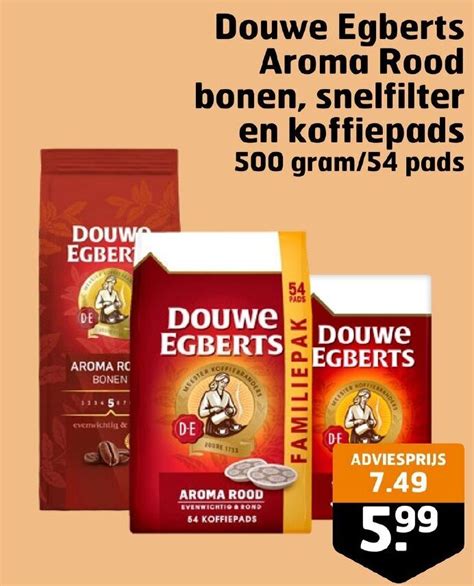 Douwe Egberts Aroma Rood Bonen Snelfilter En Koffiepads Aanbieding Bij