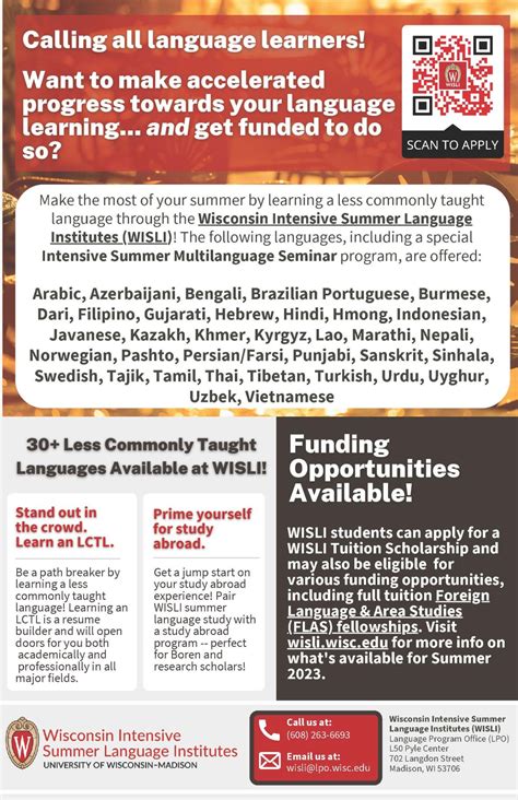 Wisconsin Intensive Summer Language Institutes Language Program