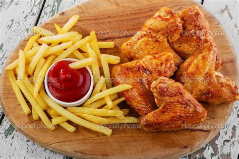 Fried Chicken Wings With French Fries Stock Photo Koss13 46266655