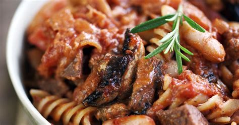 A Rustic Pasta Dish With Cannellini Beans Diced Sausage And Mushrooms Combined With A Smooth