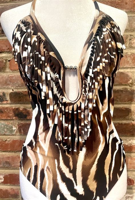 Y2k One Piece Zebra Print Bathing Suit Gem