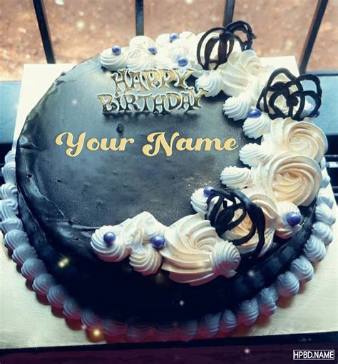 write   dark chocolate birthday wishes cake