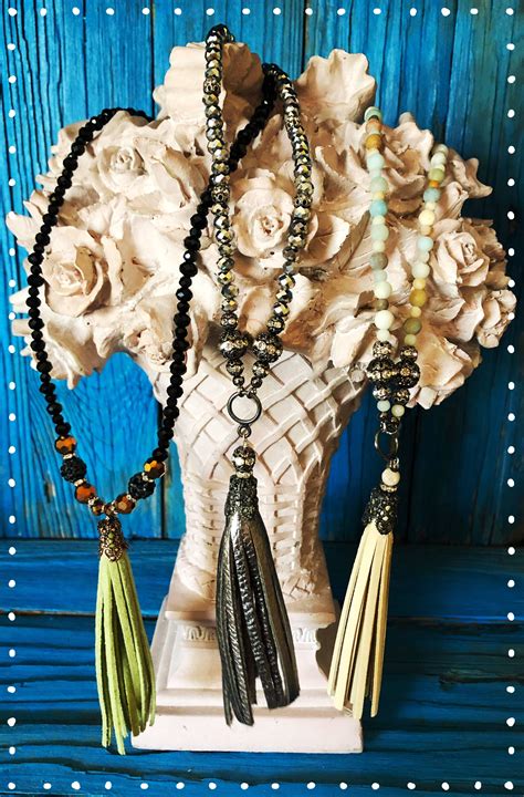 Leather Tassel Necklaces Hand Beaded Necklace Leather Tassel Jewelry Making