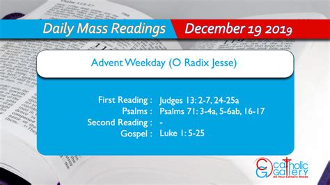 Daily Mass Readings 19 December 2019 Thursday Catholic Gallery