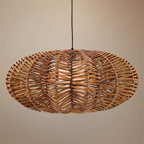 Antigua Rattan Flat Round Pendant Light R1229 Lamps Plus Avize