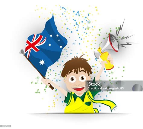 Kartun Bendera Penggemar Sepak Bola Australia Ilustrasi Stok - Unduh ...