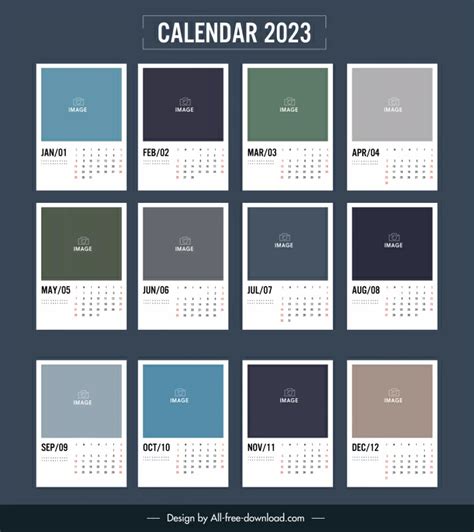 Calendar 2023 Templates Modern Flat Simple Plain Design Vectors Graphic