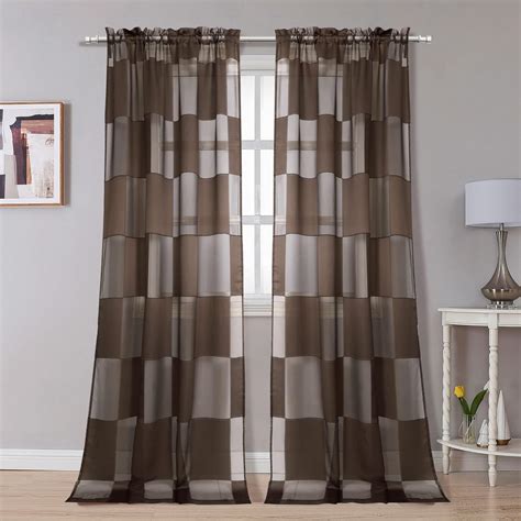 Amazon Ovzme Brown Extra Long Sheer Curtains Inches Panels