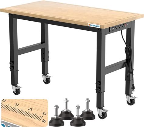 Larbanke Adjustable Workbench Rubber Wood Workstation With Graduated