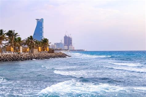 Praia De Jeddah Ar Bia Saudita Corniche Do Mar Vermelho Vista Da Orla