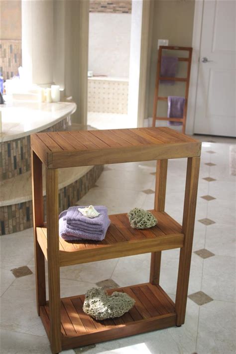 Sula™ Rectangular Three Tier Teak Bath Stand Aqua Teak