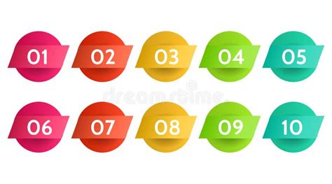 Bullet Points Info Markers Icon Arrow Set Number Flags 1 To 12 Flat