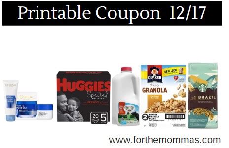 Printable Coupon Roundup 12 17 Save On L Oreal Huggies Starbucks More