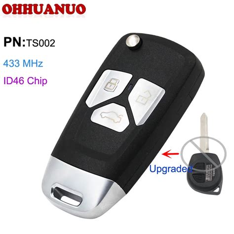 Upgraded 3 Button Flip Remote Key Fob ASK 433 92MHz ID46 For Suzuki