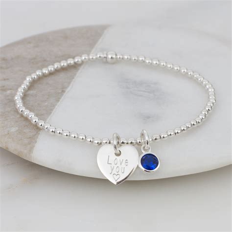 Personalised Sterling Silver And Birthstone Bracelet Hurleyburley