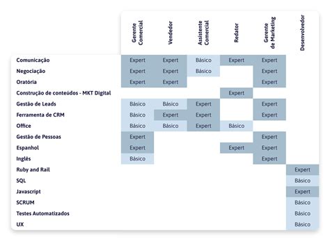 Matriz de competências e habilidades passo a passo para montar