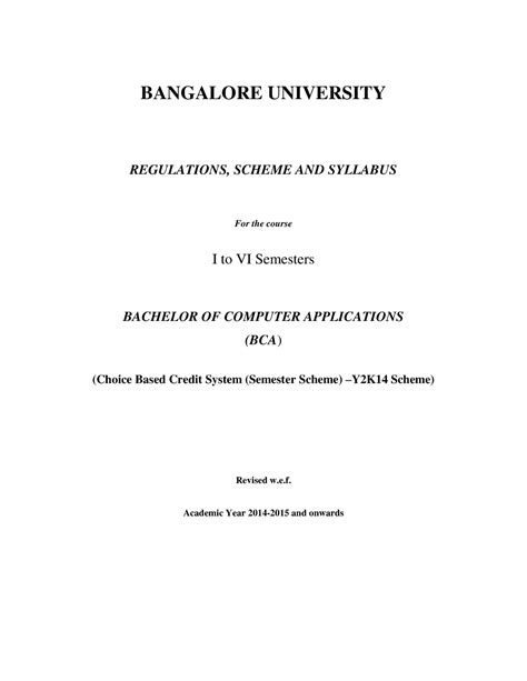 Bca Bangalore University Regulations Scheme And Syllabus For The