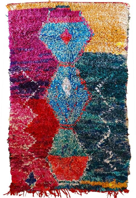 Tapis berbère boucharouite noué main multicolore 225x135 Rosita