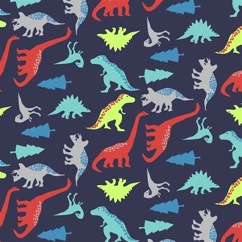 Premium Vector Hand Drawn Cute Dinosaur Pattern Vector