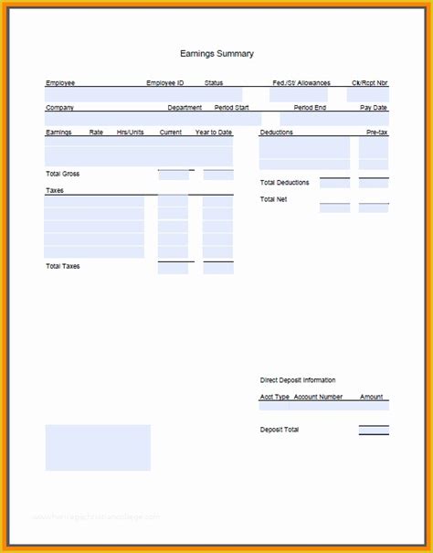 Free Editable Pay Stub Template Of 6 Paycheck Stub Template Pdf | Heritagechristiancollege